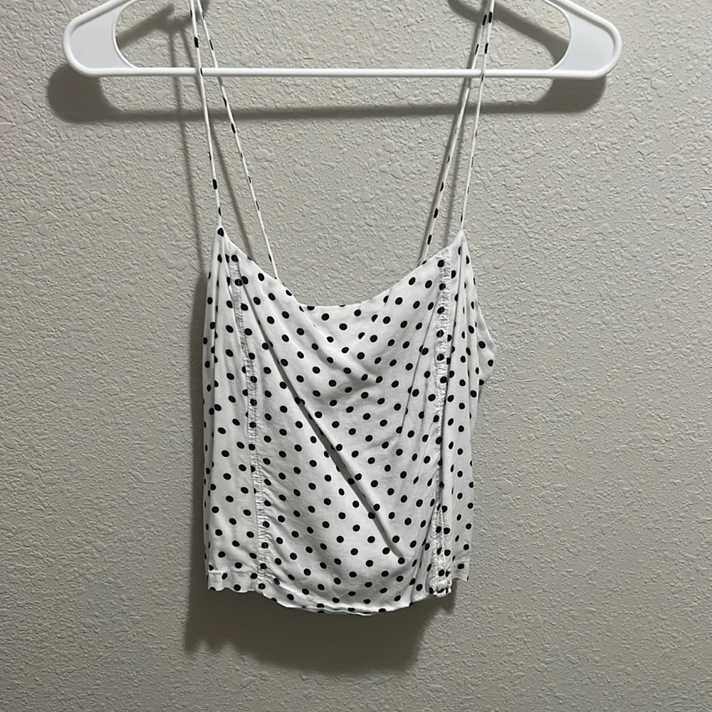 Polka dot tank top with tie in the back